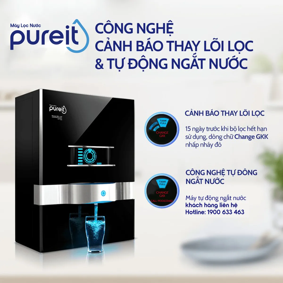 Máy lọc nước treo tường/để bàn Ultima Đen