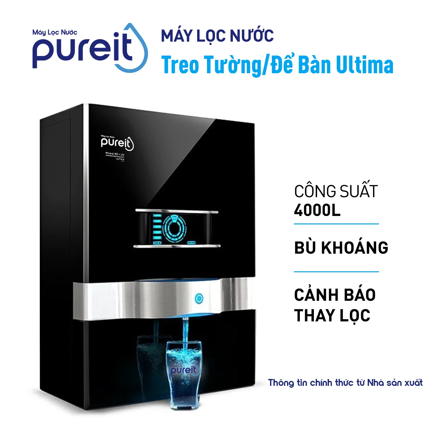 Máy lọc nước treo tường/để bàn Ultima Đen
