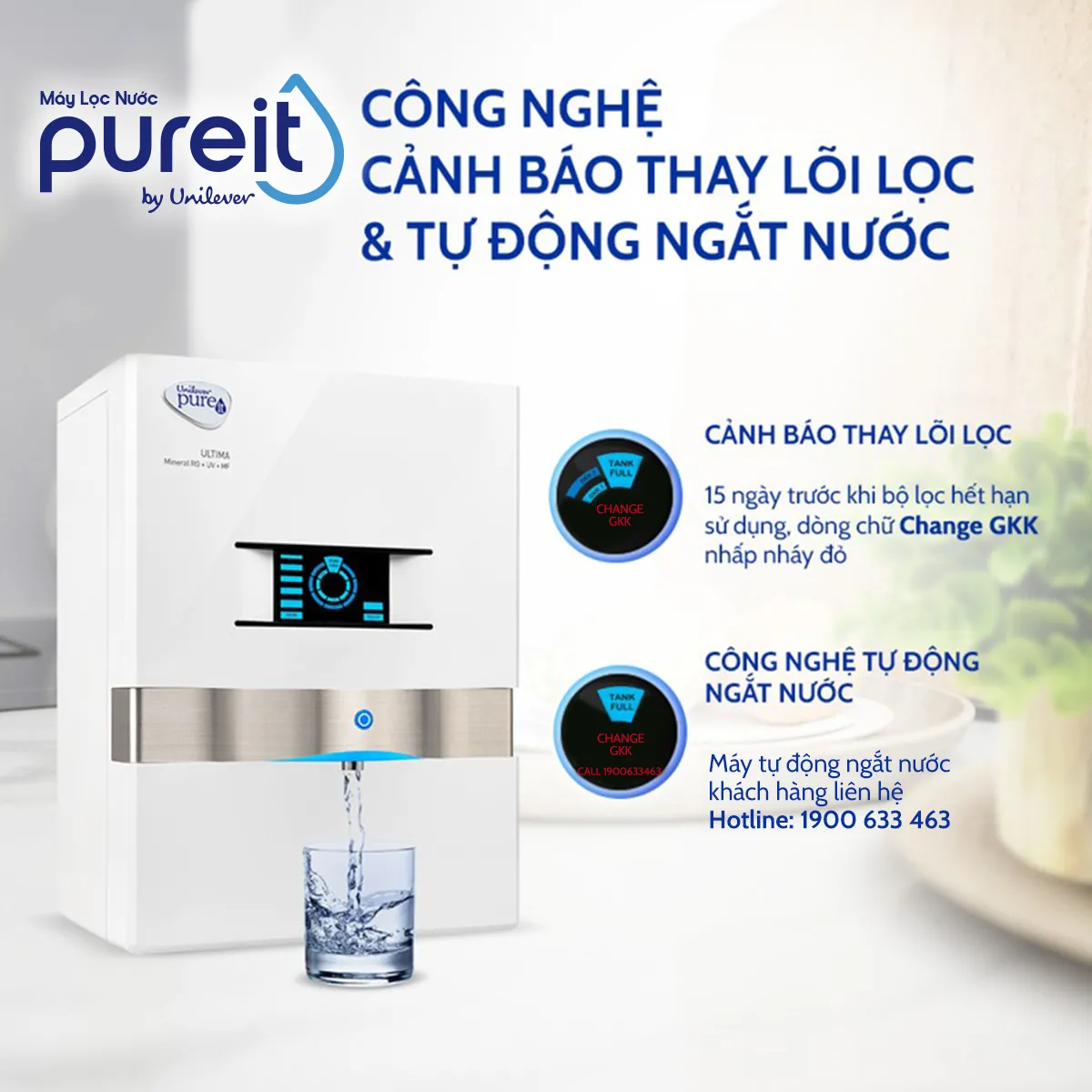 Máy lọc nước treo tường/để bàn Ultima Trắng
